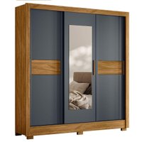 Guarda Roupa Casal 3P Espelho 202 cm Bahamas Freijo Cinza Moval