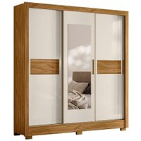 Guarda Roupa Casal 3P Espelho 202 cm Bahamas Freijo Off White Moval