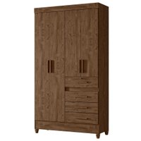 Guarda Roupa Solteiro Sobral 4P 110 cm Castanho Wood