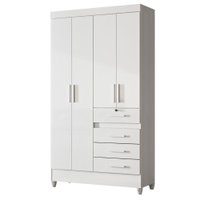 Guarda Roupa Solteiro Sobral 4Portas 110 cm Branco Flex Moval