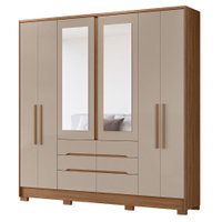 Guarda Roupa Casal 6P Espelho 216 cm San Francisco Carvalho Fendi Moval