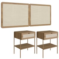 Cabeceira Casal e 2 Mesas Cabeceira Palinha 28977 Hanover Dourado Artesano