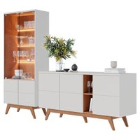 Cristaleira e Balcão Buffet Noronha Off White Matte Freijo Colibri