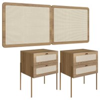 Cabeceira Casal 160 cm 02 Mesas Cabeceira Palinha 28978 Hanover Dourado Artesano