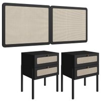 Cabeceira Casal 160 cm 02 Mesas Cabeceira Palinha 27978 Nero Preto Artesano