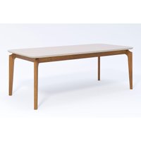 Mesa de Sala Jantar Ficus c/ Tampo Madeirado Vidro 210x100cm Carvalho/Off White - Cimol