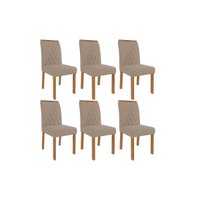 Cadeira Sala de Jantar Juliana Wood Kit 6 Un Carvalho/Linho Bege - Cimol