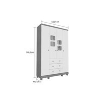 Quarto Infantil Completo 3 Peças (1GuardaRoupa+1Berço+1Cômoda) QI125 Branco/Amendoa - Peroba