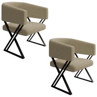 Kit 2 Poltronas Decorativas Mirela Pes Metal Boucle Bege VConcept