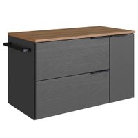 Gabinete Para Banheiro 02 Portas 01 Gaveta 80cm Mel Grafite PRODDY