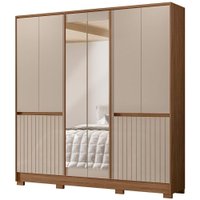 Guarda Roupa Casal 10 P Espelho 216 cm Alasca Carvalho Fendi Moval