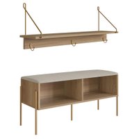 Conjunto Sapateira Banco e Prateleira 28979 Hanover Dourado Artesano