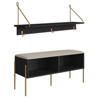 Conjunto Sapateira Banco e Prateleira 28979 Nero Dourado Artesano