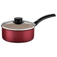 Panela Vermelha Alumínio Antiaderente Tampa de Vidro Starflon Max 16cm Tramontina Turim Cozinha Serv