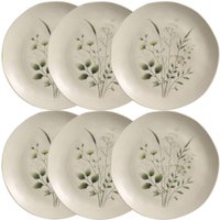 Conjunto 6 Pratos Rasos Ammi Orgânico Cerâmica Floral 26,5cm Porto Brasil