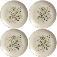 Kit 4 Pratos de Sobremesa Ammi Orgânico Cerâmica 19,5cm Floral Porto Brasil