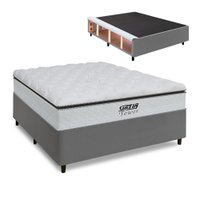 Cama Box Baú King Gazin Colchão com Molas Ensacadas 193x203x78cm Tower - Branco / Cinza