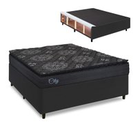 Cama Box Baú Lateral King Colchão com Molas Ensacadas City Pillow Top 193x203x67cm Hellen - Preto