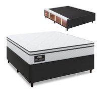 Cama Box Baú Lateral Queen Gazin Colchão com Molas Ensacadas 158x198x68cm Maximus - Preto/Branco