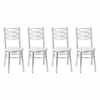 Kit 4 Cadeiras CC34 Cromadas Debrum Treparoni - Branco