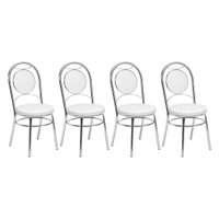 Kit 4 Cadeiras CC10 Branco Cromadas Debrum Treparoni