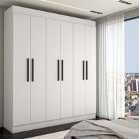 Guarda-Roupa Casal Europa 6 Portas 2 Gavetas 100% Mdf Branco - Panorama Móveis