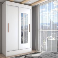 Guarda-Roupa Solteiro Europa 2 Portas 2 Gavetas com Espelho Branco - Panorama Móveis