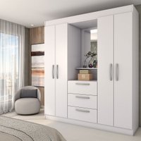Guarda-Roupa Solteiro Europa 4 Portas 3 Gavetas Branco - Panorama Móveis