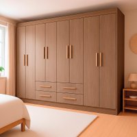 Guarda-Roupa Casal Lite 8 Portas 4 Gavetas Carvalho