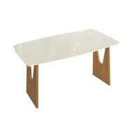 Base Mesa de Jantar Mila Premium Madeira Maciça c/ Tampo Madeirado c/ Vidro 170x90cm Carvalho/Off White - Kappesberg