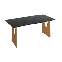 Base Mesa de Jantar Mila Premium Madeira Maciça c/ Tampo Madeirado c/ Vidro 200x100cm Carvalho/Preto Fosco - Kappesberg