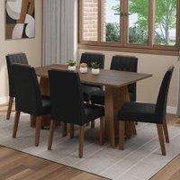 Conjunto Sala de Jantar Tampo de Madeira 6 Cadeiras Rustic/Oxford Leon Madesa
