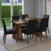 Conjunto Sala de Jantar Tampo de Vidro 6 Cadeiras Rustic/Oxford Madrid Madesa