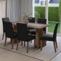 Conjunto Sala de Jantar Tampo de Madeira 6 Cadeiras Rustic/Oxford Soho Madesa