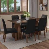Conjunto Sala de Jantar Tampo de Vidro 6 Cadeiras Rustic/Oxford Sintra Madesa