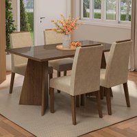 Conjunto Sala de Jantar Tampo de Vidro 4 Cadeiras Rustic/Imperial Braga Madesa