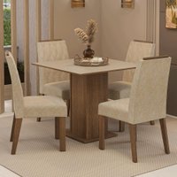 Conjunto Sala de Jantar Tampo de Madeira 4 Cadeiras Rustic/Crema/Imperial Cannes Madesa