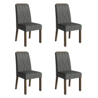 Kit 4 Cadeiras de Jantar 4256 com Espaldar Rustic/Silver Madesa
