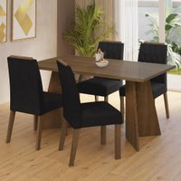 Conjunto Sala de Jantar Mesa Tampo de Vidro 4 Cadeiras Rustic/Oxford Porto Madesa