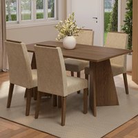 Conjunto Sala de Jantar Tampo de Madeira 4 Cadeiras Rustic/Imperial Évora Madesa