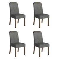 Kit 4 Cadeiras de Jantar 4255 com Espaldar Rustic/Silver Madesa