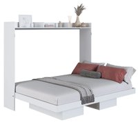 Cama de Casal Articulável Branco Horizontal MDP Hanover Dobrável Decoração Art In Móveis