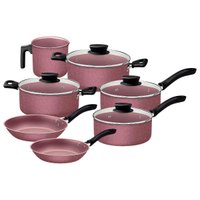 Conjunto de Panelas Tramontina Linz 7 Peças Antiaderente Rosa com Tampas de Vidro Starflon Max