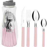 Faqueiro Tramontina Gamboa 16 Peças Rosa Talheres Aço Inox Mesa Jantar Cozinha Cabos Polipropileno