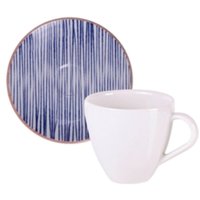 Jogo 12 Xícaras com Pires de Expresso Tramontina Abstratta em Porcelana Decorada 95ml Cozinha Servir