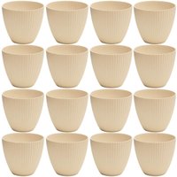 Kit 16 Vasos Cachepot Névoa Para Plantas Médio Bege Plástico Lyor Jardim Casa 17,5x15cm