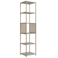 Estante 180 Cm Estilo Industrial Com Tela P1023 Arenas Dourado PP