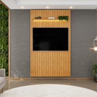 Painel para TV até 60 Polegadas Ripado com LED DJ Móveis Trento 143 Cedro