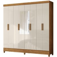 Guarda Roupa Casal Espelho 8P 204 cm Marajo Freijo Off White Moval