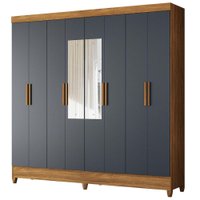 Guarda Roupa Casal Espelho 8P 204 cm Marajo Freijo Cinza Moval